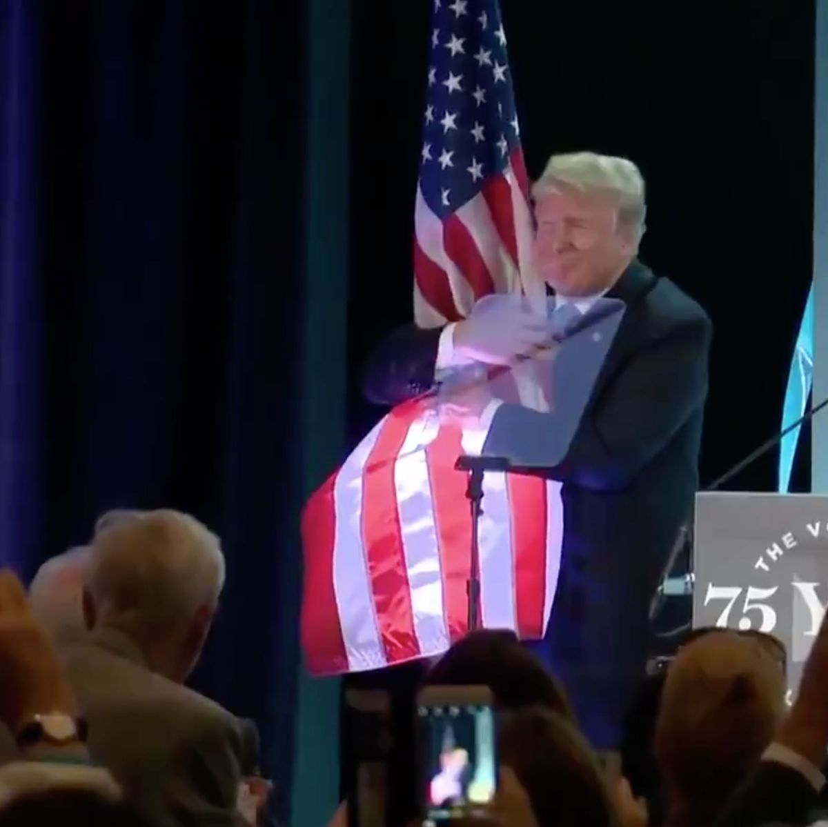 Donald Trump Hugged the American Flag Again